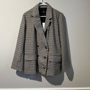 Who What Wear Tonal Plaid Double Breasted Blazer Jacket - Size XL